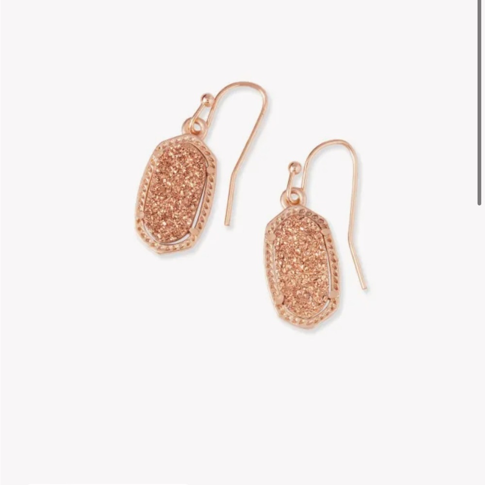 Lee Rose Gold Drop Earrings in Rose Gold Drusy